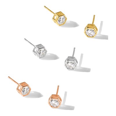 Sterling Silver CZ Stud Earring Set of 3 – view 5