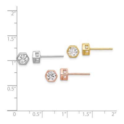 Sterling Silver CZ Stud Earring Set of 3 – view 6