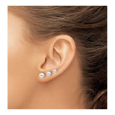 Sterling Silver Ball Stud Earring Set, 3 Pairs – view 4