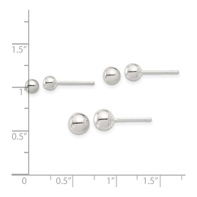 Sterling Silver Ball Stud Earring Set, 3 Pairs – view 5