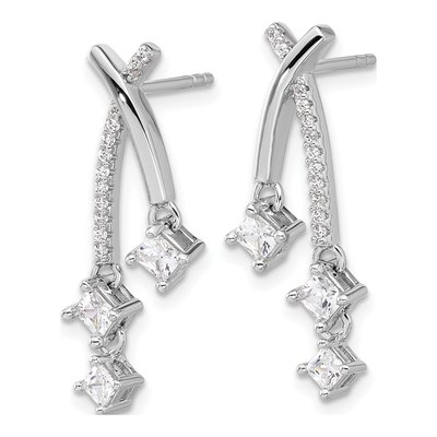 Sterling Silver CZ Dangle Earrings – view 3