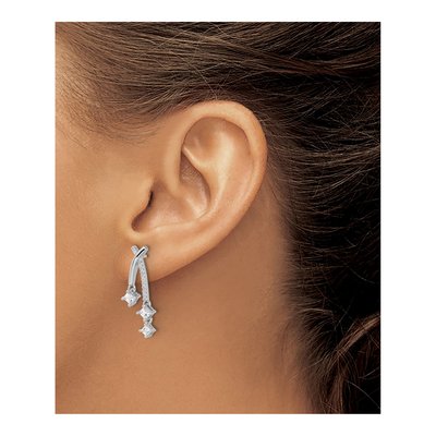 Sterling Silver CZ Dangle Earrings – view 4