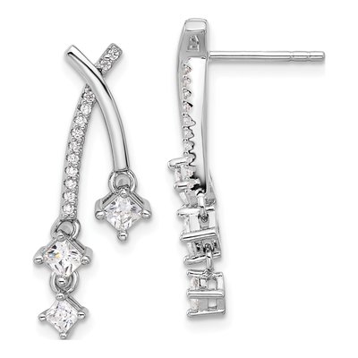 Sterling Silver CZ Dangle Earrings