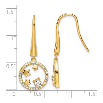 Gold-Plated Sterling Silver CZ Star Circle Dangle Earrings – view 5