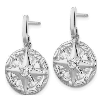 Sterling Silver CZ Compass Dangle Earrings – view 3