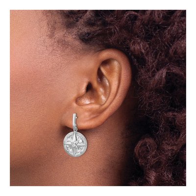 Sterling Silver CZ Compass Dangle Earrings – view 4