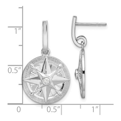 Sterling Silver CZ Compass Dangle Earrings – view 5