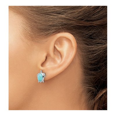 Sterling Silver Amazonite Turtle Stud Earrings – view 4