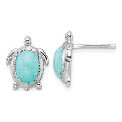 Sterling Silver Amazonite Turtle Stud Earrings