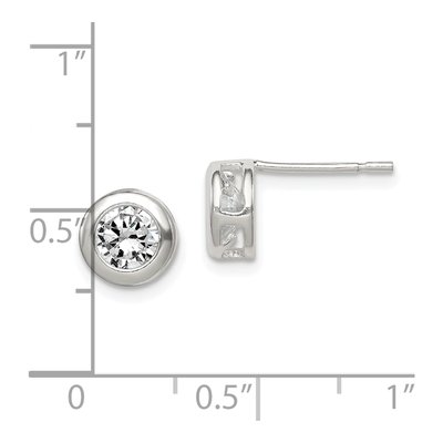 Sterling Silver 5mm Round CZ Bezel Stud Earrings – view 5