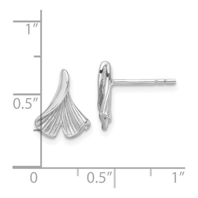 Sterling Silver Floral Leaf Stud Earrings – view 5