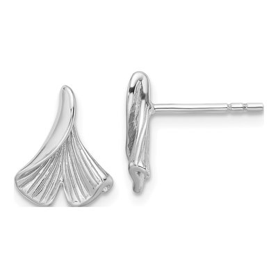 Sterling Silver Floral Leaf Stud Earrings
