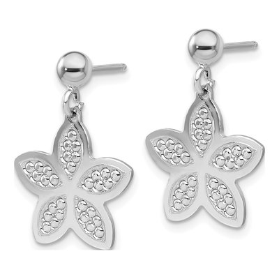 Sterling Silver Beaded Flower Dangle Earrings – view 2