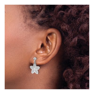 Sterling Silver Beaded Flower Dangle Earrings – view 3