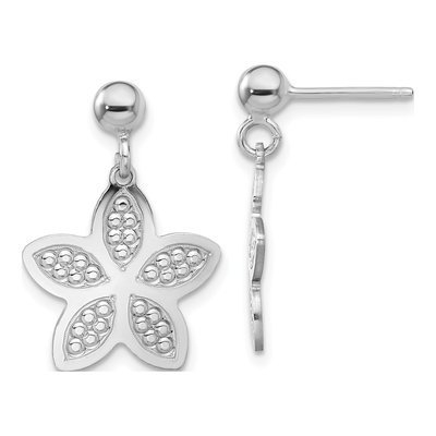 Sterling Silver Beaded Flower Dangle Earrings