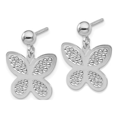 Sterling Silver Beaded Butterfly Dangle Earrings – view 2