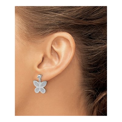 Sterling Silver Beaded Butterfly Dangle Earrings – view 3
