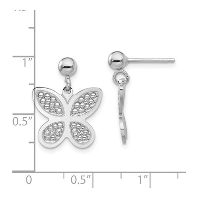 Sterling Silver Beaded Butterfly Dangle Earrings – view 4