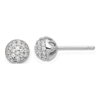 Sterling Silver CZ Ball Stud Earrings