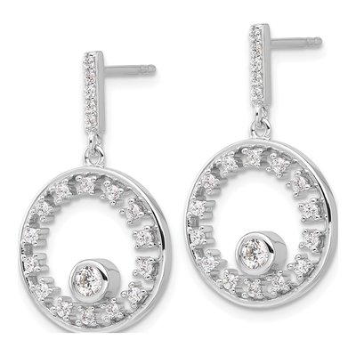 Sterling Silver CZ Circle Dangle Earrings – view 2