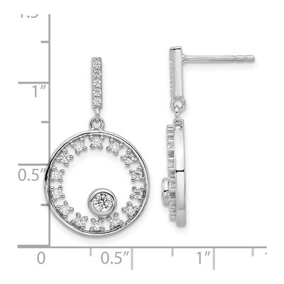 Sterling Silver CZ Circle Dangle Earrings – view 4