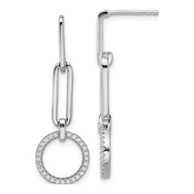Sterling Silver CZ Dangle Earrings