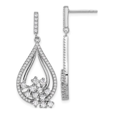 Sterling Silver CZ Dangle Earrings
