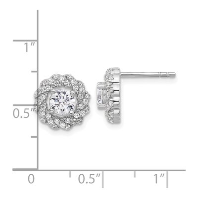 Sterling Silver CZ Round Stud Earrings – view 4