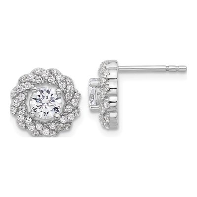 Sterling Silver CZ Round Stud Earrings