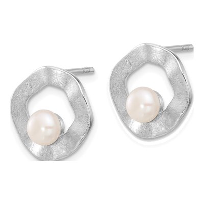 Sterling Silver Freshwater Cultured Pearl Button Stud Earrings – view 2