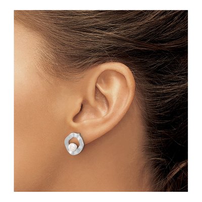 Sterling Silver Freshwater Cultured Pearl Button Stud Earrings – view 3