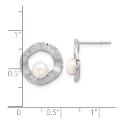 Sterling Silver Freshwater Cultured Pearl Button Stud Earrings – view 4