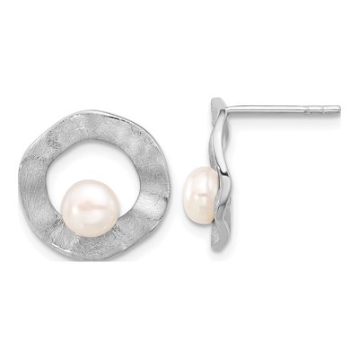 Sterling Silver Freshwater Cultured Pearl Button Stud Earrings
