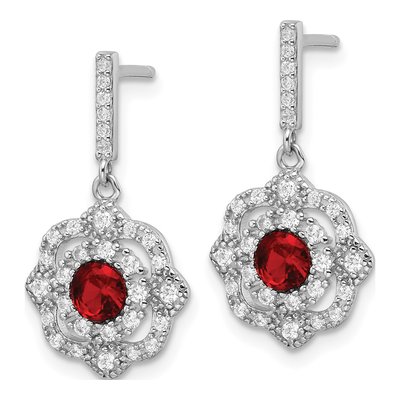 Sterling Silver CZ Glass Vintage Dangle Earrings – view 3