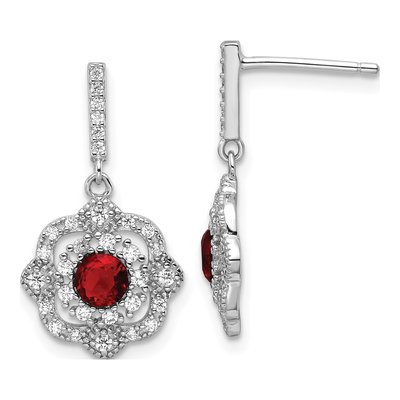 Sterling Silver CZ Glass Vintage Dangle Earrings