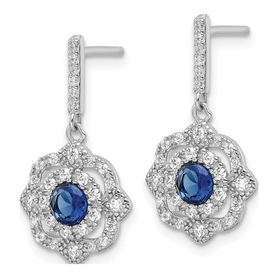 Sterling Silver CZ Vintage Glass Dangle Earrings – view 3