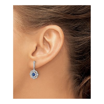 Sterling Silver CZ Vintage Glass Dangle Earrings – view 4