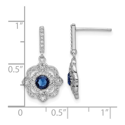 Sterling Silver CZ Vintage Glass Dangle Earrings – view 5