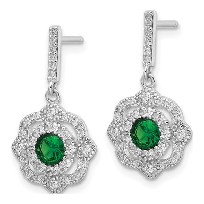 Sterling Silver CZ Vintage Glass Dangle Earrings – view 3