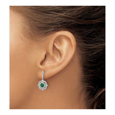 Sterling Silver CZ Vintage Glass Dangle Earrings – view 4