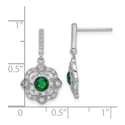 Sterling Silver CZ Vintage Glass Dangle Earrings – view 5