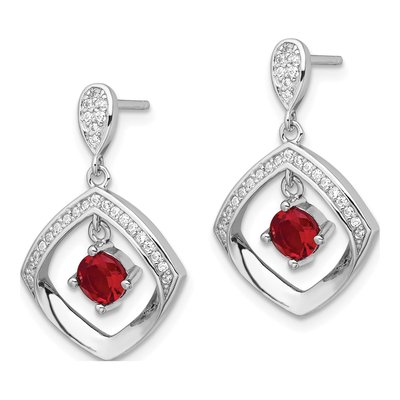 Sterling Silver CZ Glass Square Dangle Earrings – view 3