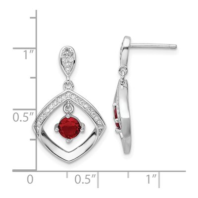 Sterling Silver CZ Glass Square Dangle Earrings – view 5