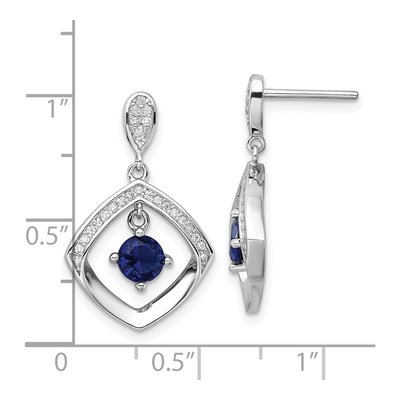 Sterling Silver CZ Glass Fancy Square Dangle Earrings – view 5