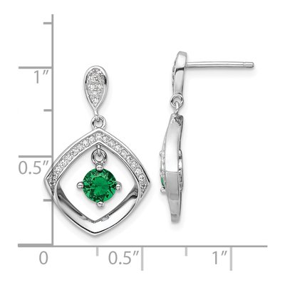 Sterling Silver CZ Glass Square Dangle Earrings – view 5
