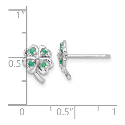 Sterling Silver Emerald Four Leaf Clover Stud Earrings – view 5