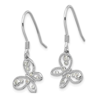 Sterling Silver CZ Butterfly Dangle Earrings – view 3