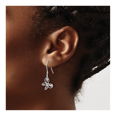 Sterling Silver CZ Butterfly Dangle Earrings – view 4