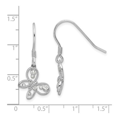 Sterling Silver CZ Butterfly Dangle Earrings – view 5
