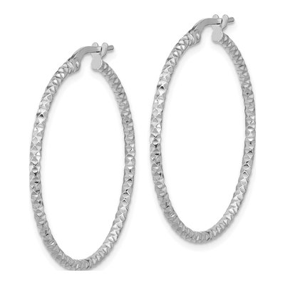 Sterling Silver 35mm Textured Hoop Earrings – view 3